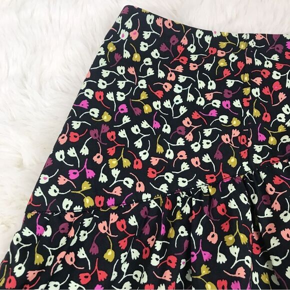 JOIE Button Front Black Floral Print Cotton Midi Skirt Fit & Flare Size 14 New - Picture 6 of 12